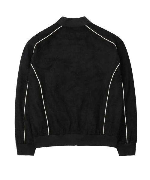 Синтетическая кожаная куртка-бомбер с окантовкой (Black)