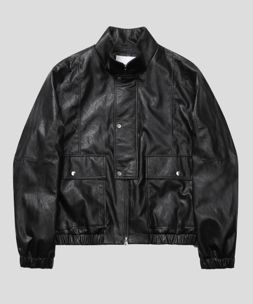 Оверфит ретро куртка-блузон из экокожи (Black)