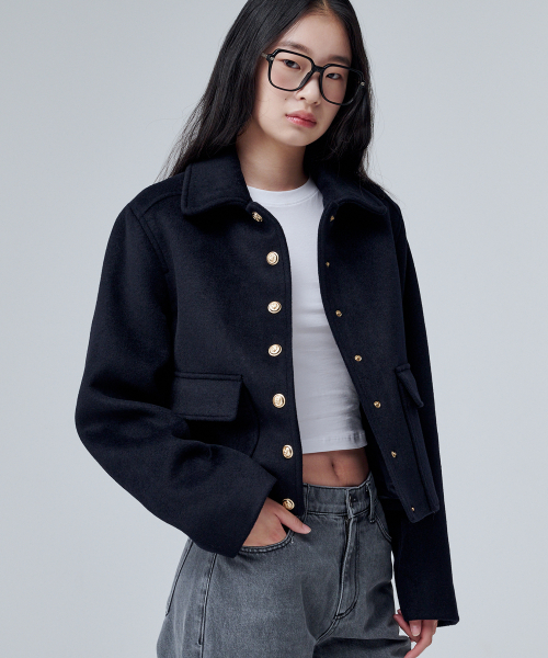 Укороченная куртка на кнопках 6604 (Navy)