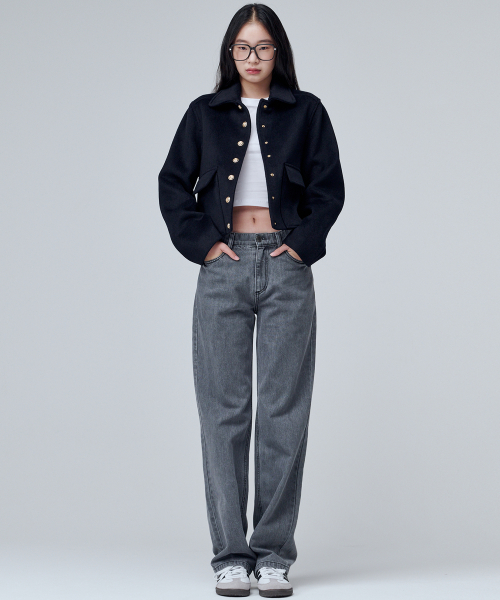 Укороченная куртка на кнопках 6604 (Navy)