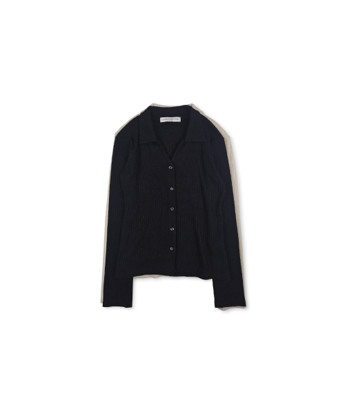 Open collar Ribbed кардиган Black