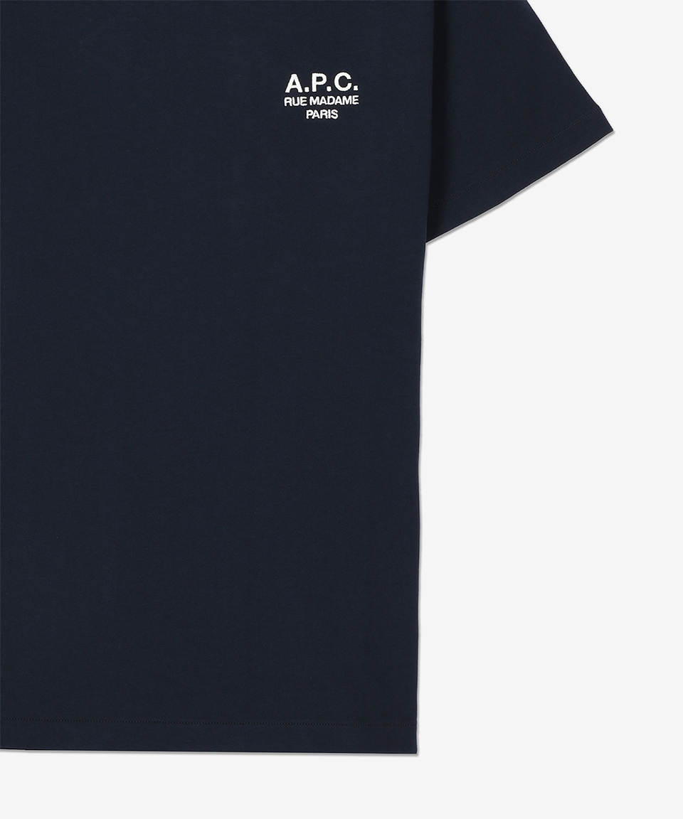 Tシャツ・カットソー A.P.C. Lou Madame Regular Fit Short Sleeve T-Shirt Dark Navy A.P.C. Rue Madame T-Shirt Dark Navy/Ecru at CareOfCarl.com