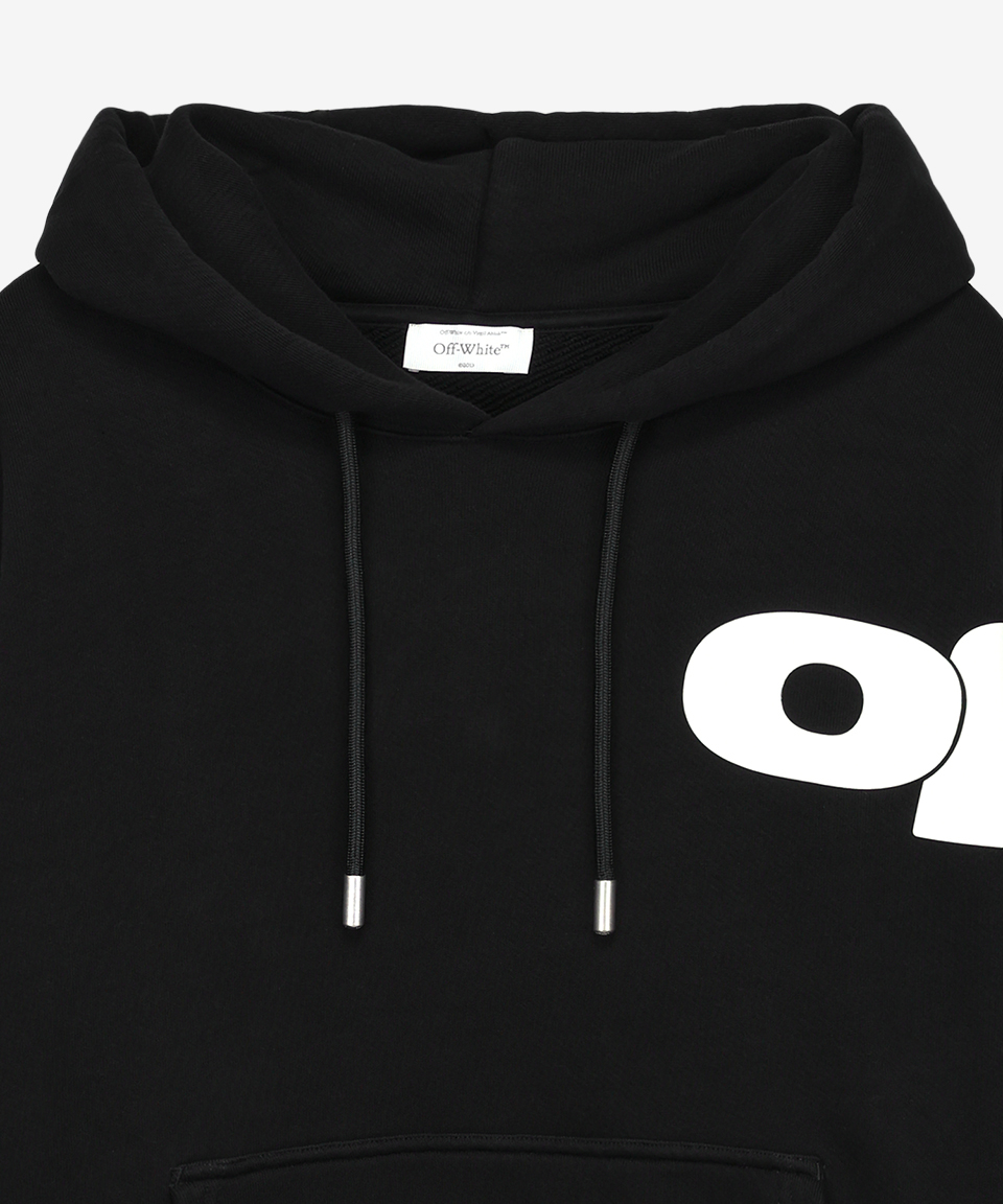 ★Off-White★ Big Bukish Skate Hood Black OMBB085C99FLE01210 OFF-WHITE Czarna bluza Big Bookish Skate Hoodie White