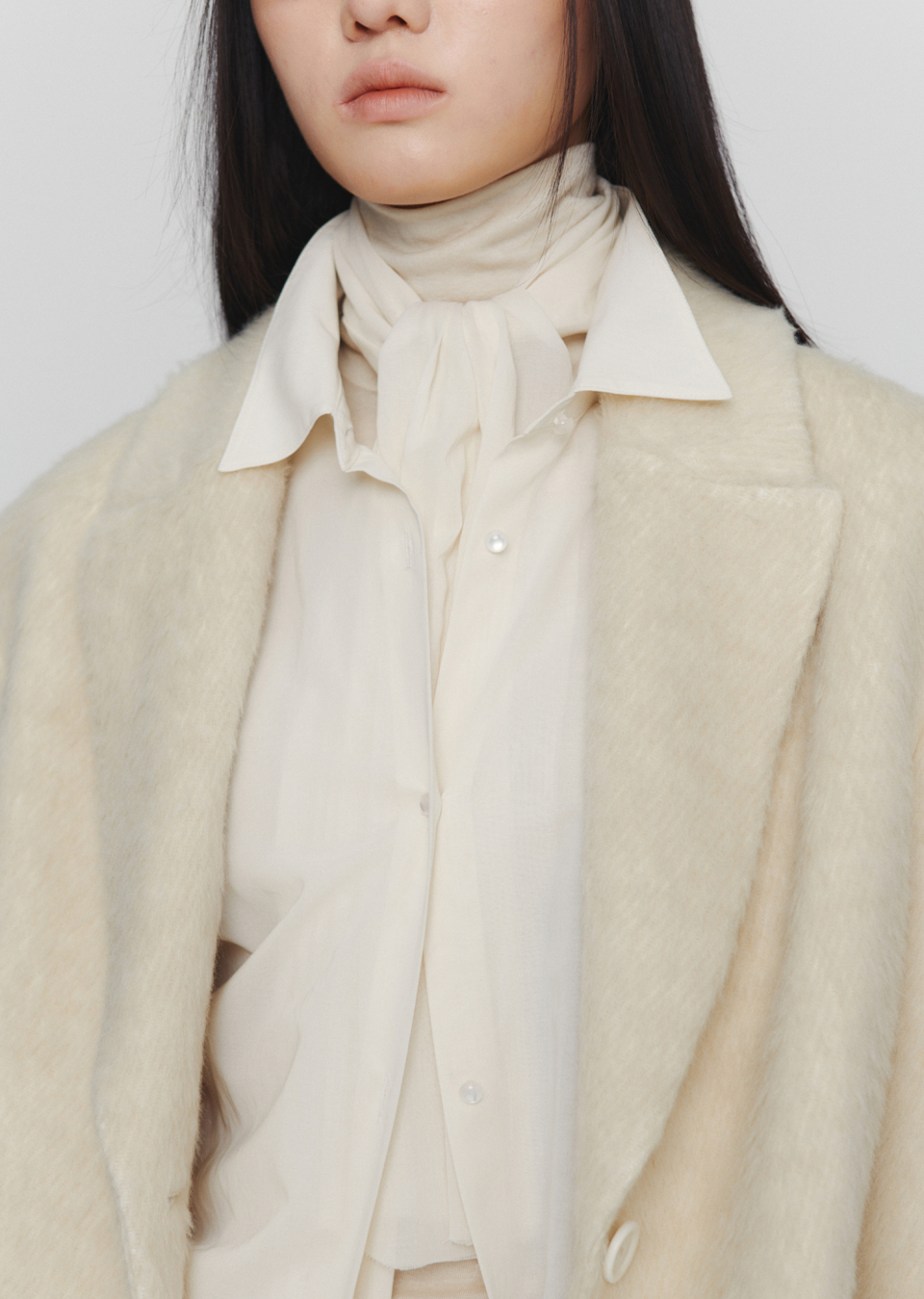 Sheer Cotton Long Scarf (ivory)