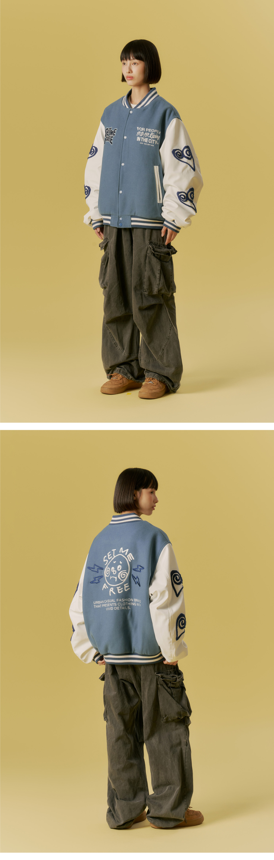 MUSINSA | URBANDTYPE UB Color Block Leather Wool Varsity