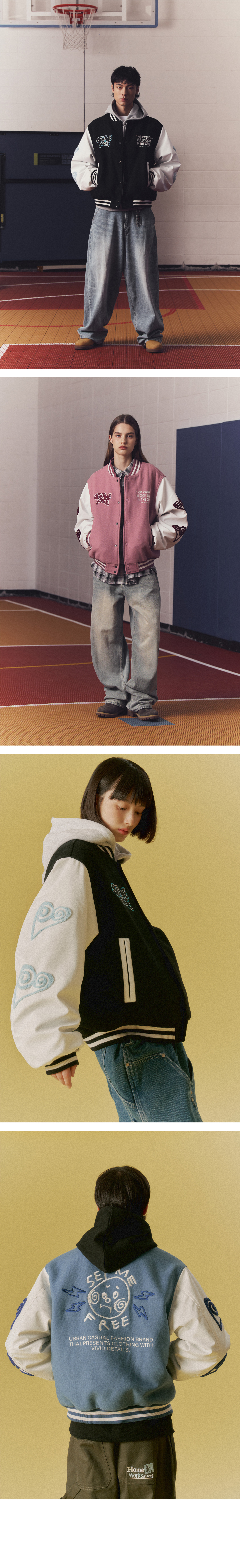 MUSINSA | URBANDTYPE UB Color Block Leather Wool Varsity