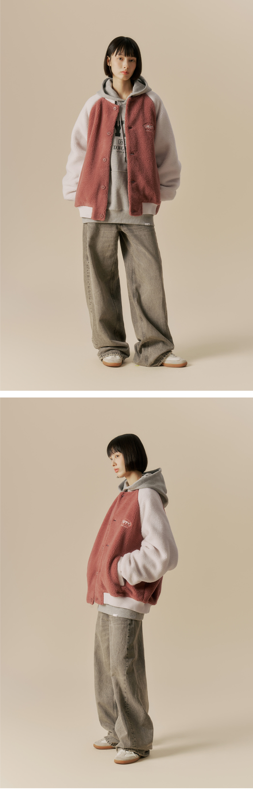 패디드 플리스 바시티 자켓_핑크 상세 이미지 6