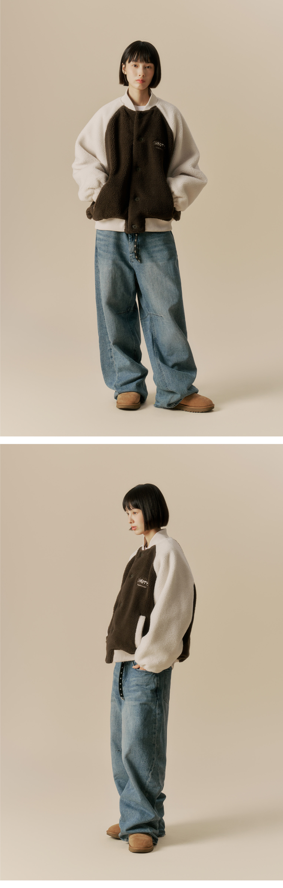 패디드 플리스 바시티 자켓_브라운 상세 이미지 6