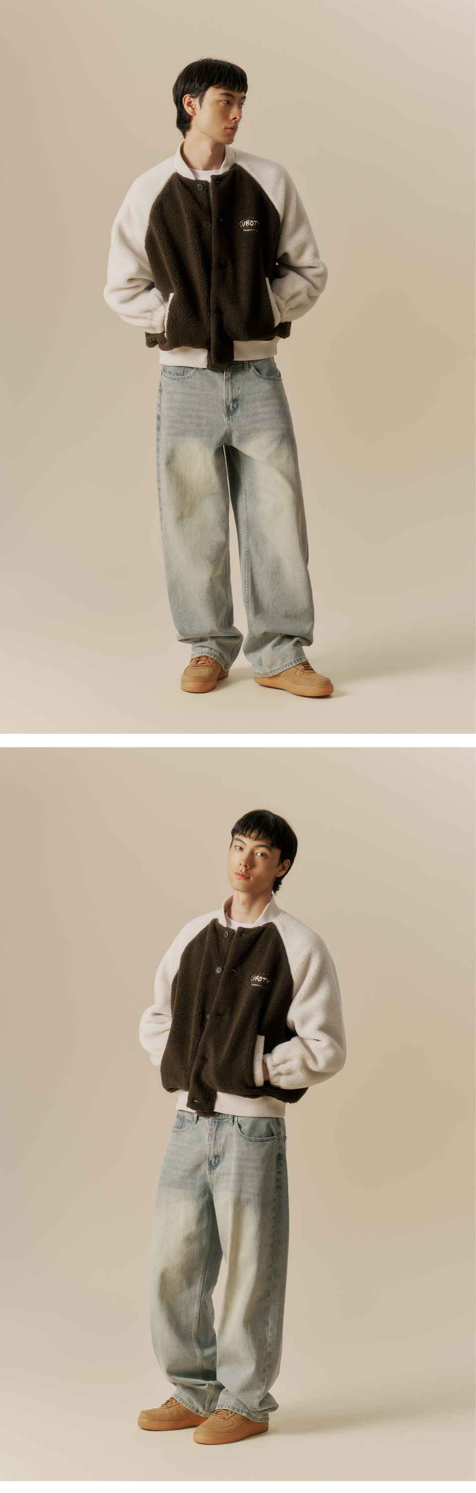 패디드 플리스 바시티 자켓_브라운 상세 이미지 5