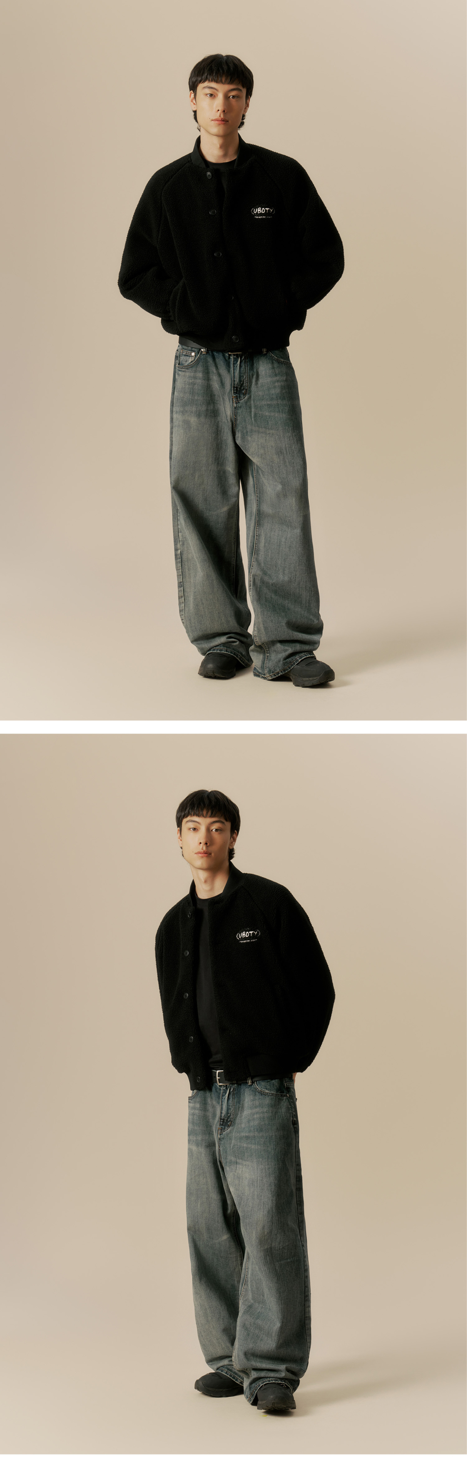 패디드 플리스 바시티 자켓_블랙 상세 이미지 5