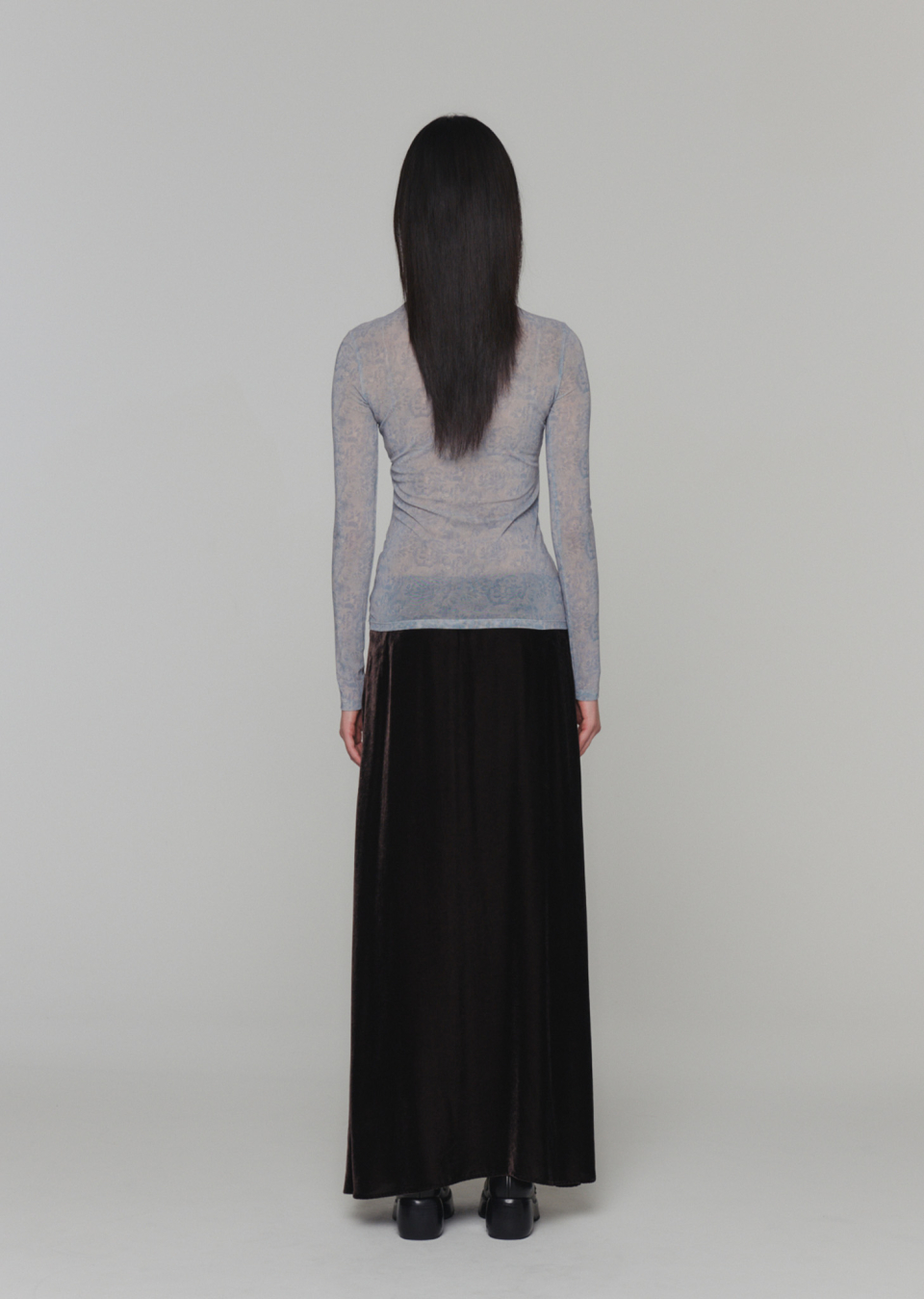 AMOMENTO アモーメント FLORAL MESH ROUND カットソー SHEER