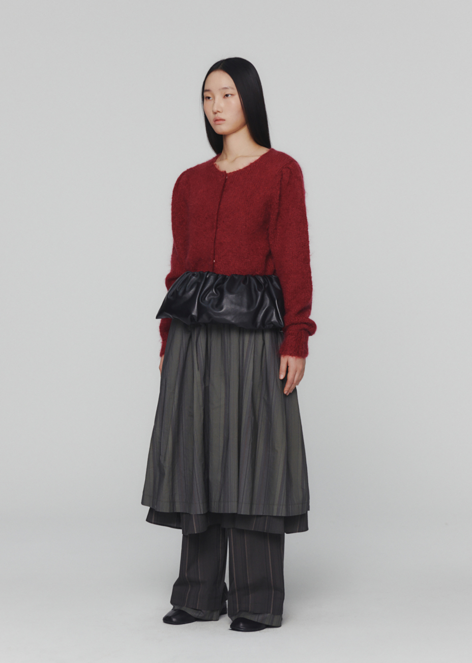【AMOMENTO】23fw STRIPE BELT SKIRT AMOMENTO】23fw STRIPE BELT SKIRT (AMOMENTO/ミニスカート