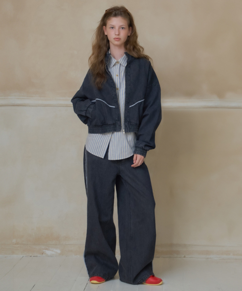 TORCHON LACE BLOUSON ZIP UP DENIM куртка BLACK