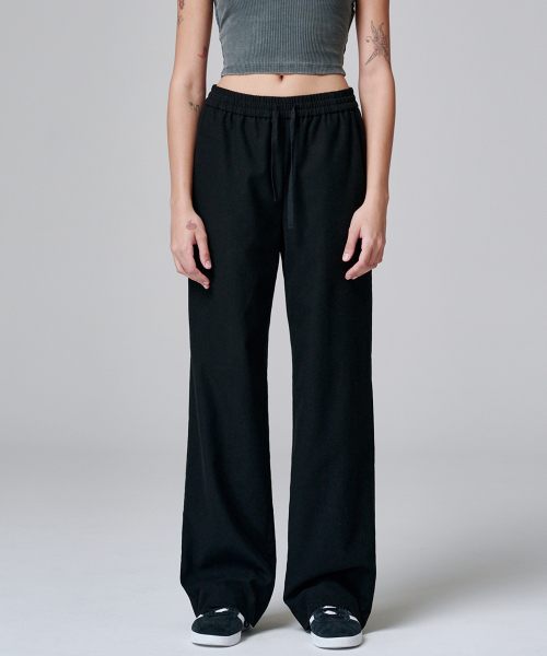 Широкие брюки на резинке 2136 (Black)