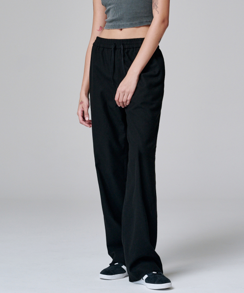 Широкие брюки на резинке 2136 (Black)