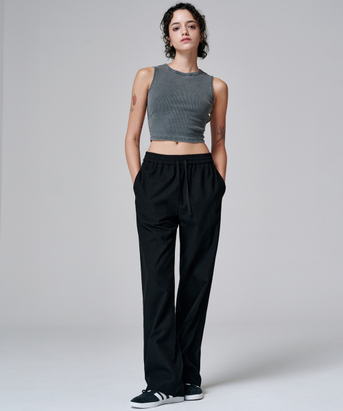 Широкие брюки на резинке 2136 (Black)