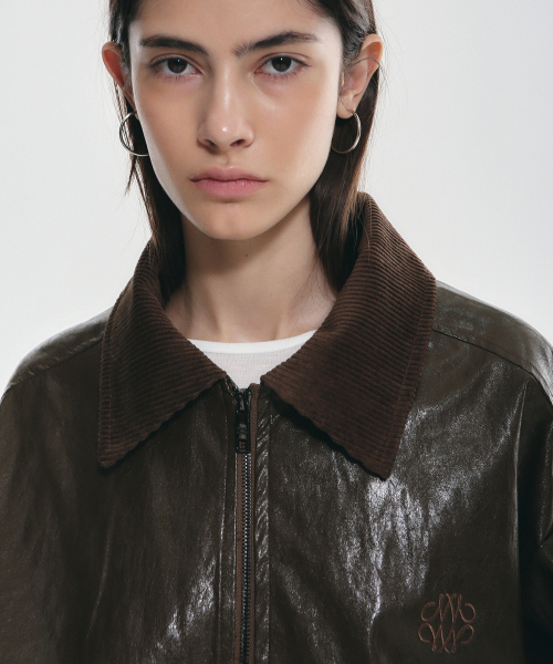 NICOLE OVER FIT кожаный JUMPER_BROWN