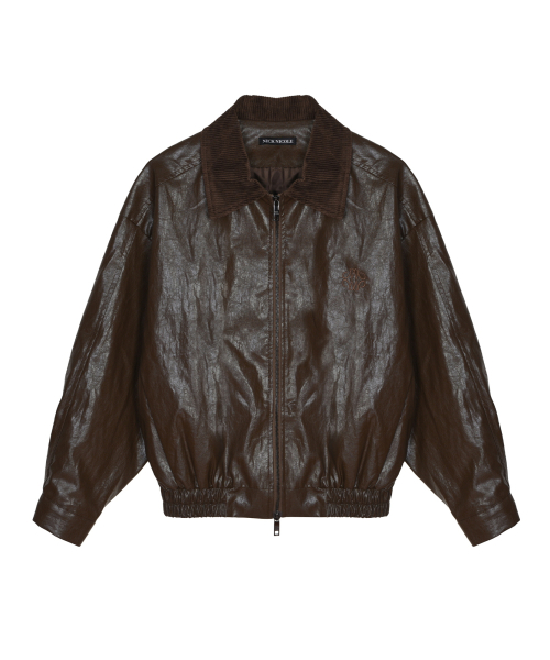 NICOLE OVER FIT кожаный JUMPER_BROWN