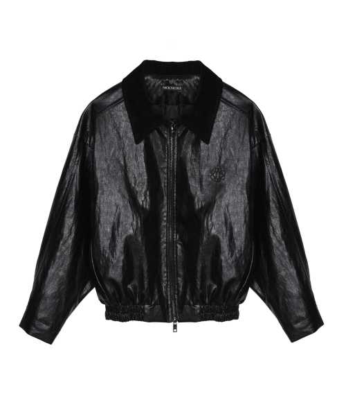 Кожаный бомбер оверсайз NICOLE OVER FIT LEATHER JUMPER_BLACK