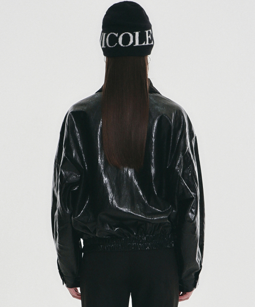Кожаный бомбер оверсайз NICOLE OVER FIT LEATHER JUMPER_BLACK