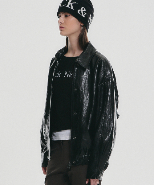 винтаж OVER FIT LEATHER JUMPER_BLACK