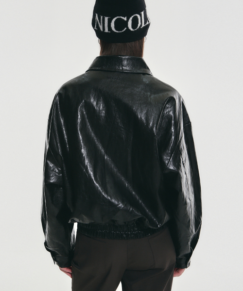 винтаж OVER FIT LEATHER JUMPER_BLACK