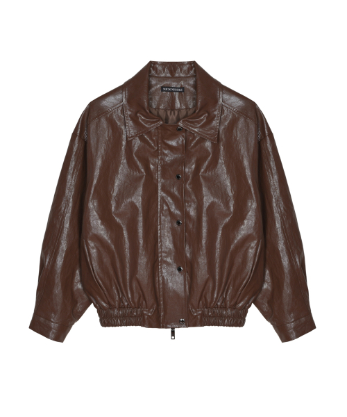 Кожаный бомбер VINTAGE OVER FIT LEATHER JUMPER_BROWN