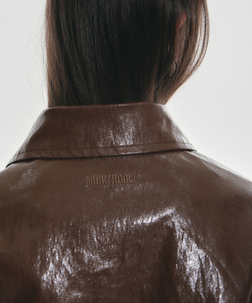 Кожаный бомбер VINTAGE OVER FIT LEATHER JUMPER_BROWN