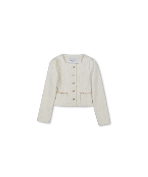 Tweed Puff Sleeve куртка Cream