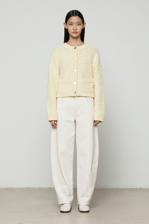 Твидовый кардиган Butterfly Tweed Knit Cardigan [Cream]