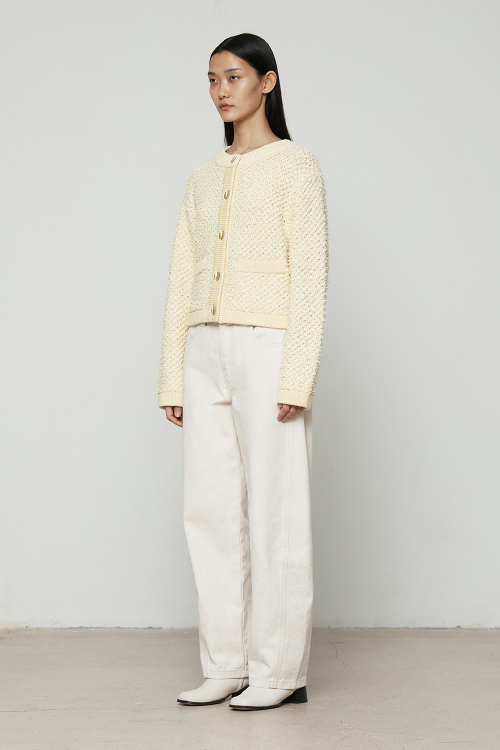Твидовый кардиган Butterfly Tweed Knit Cardigan [Cream]