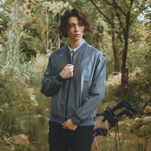 Мужской бомбер из нейлона со спандексом и карманом _ Grey