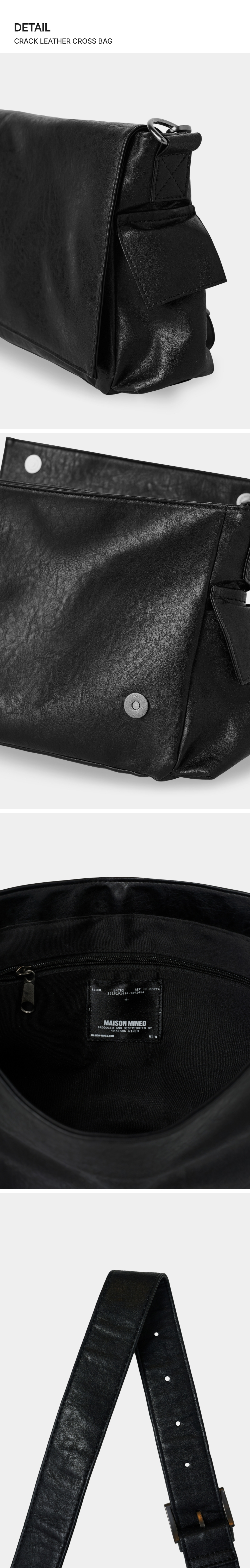 【MAISON MINED】24FW★ CRACK LEATHER CROSS BAG MUSINSA | MAISON MINED CRACK LEATHER CROSS BAG BLACK