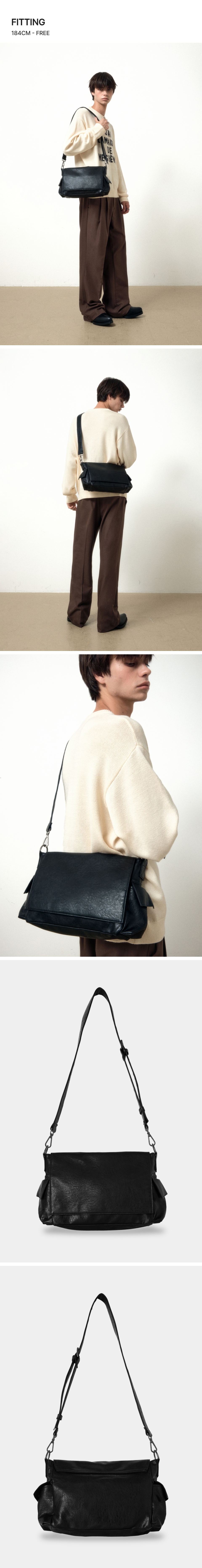 【MAISON MINED】24FW★ CRACK LEATHER CROSS BAG 메종미네드 ~30% - CRACK LEATHER CROSS BAG BLACK