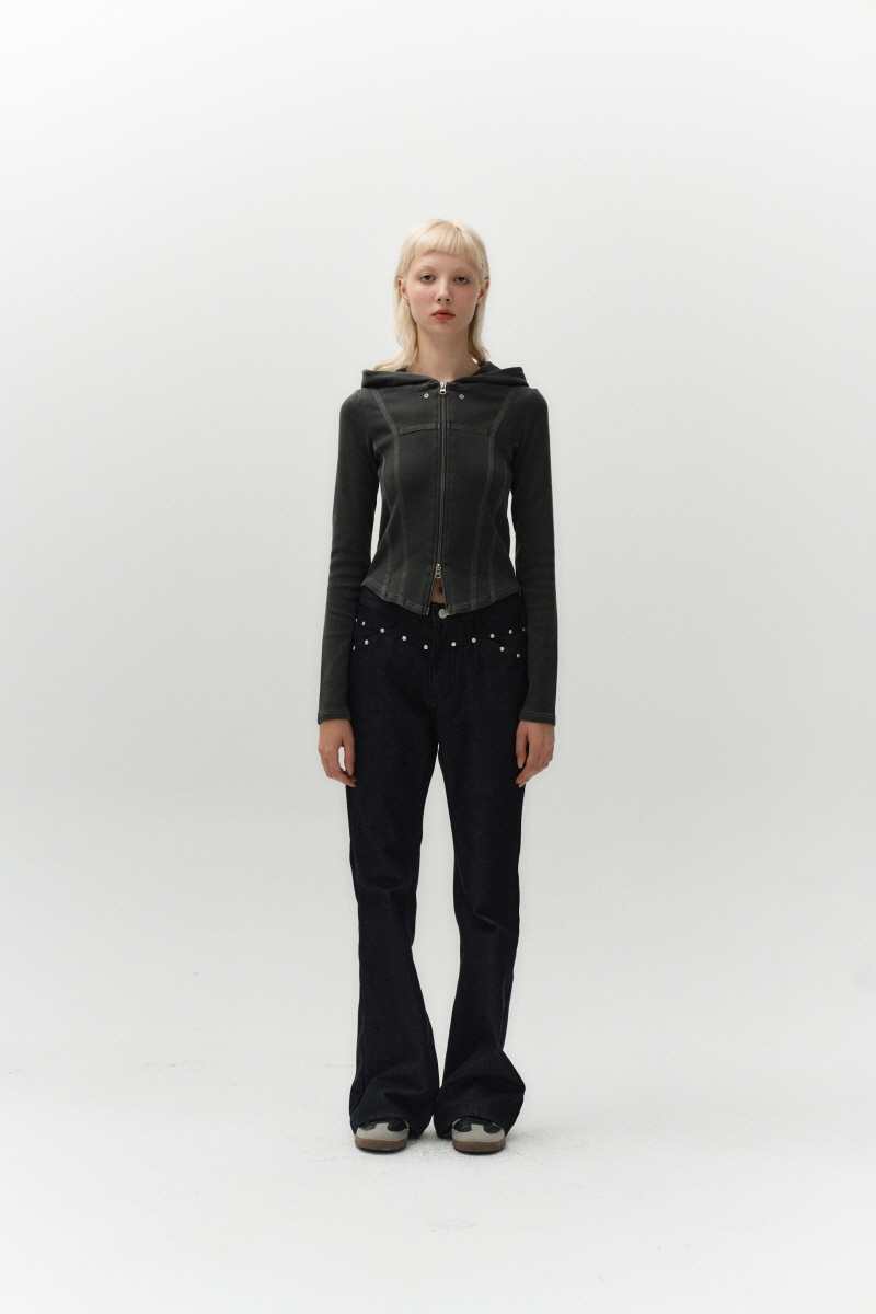 【MIDNIGHT MOVE】rivet boots cut pants / 追跡付 MUSINSA公式 | MIDNIGHT MOVE rivet boots cut pants [blue]