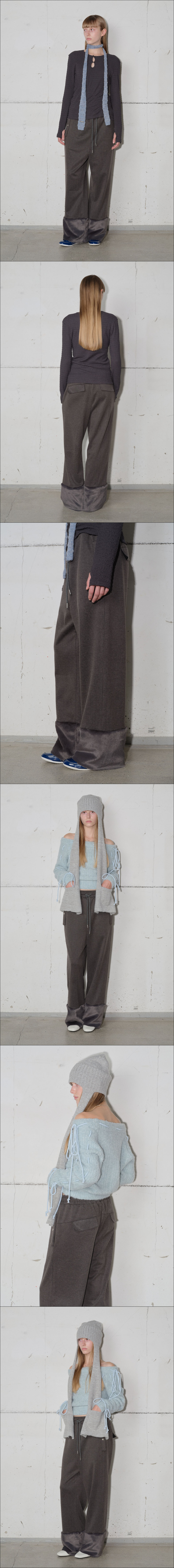 타입서비스(TYPESERVICE) Fur Trim Pants [Charcoal] - 사이즈