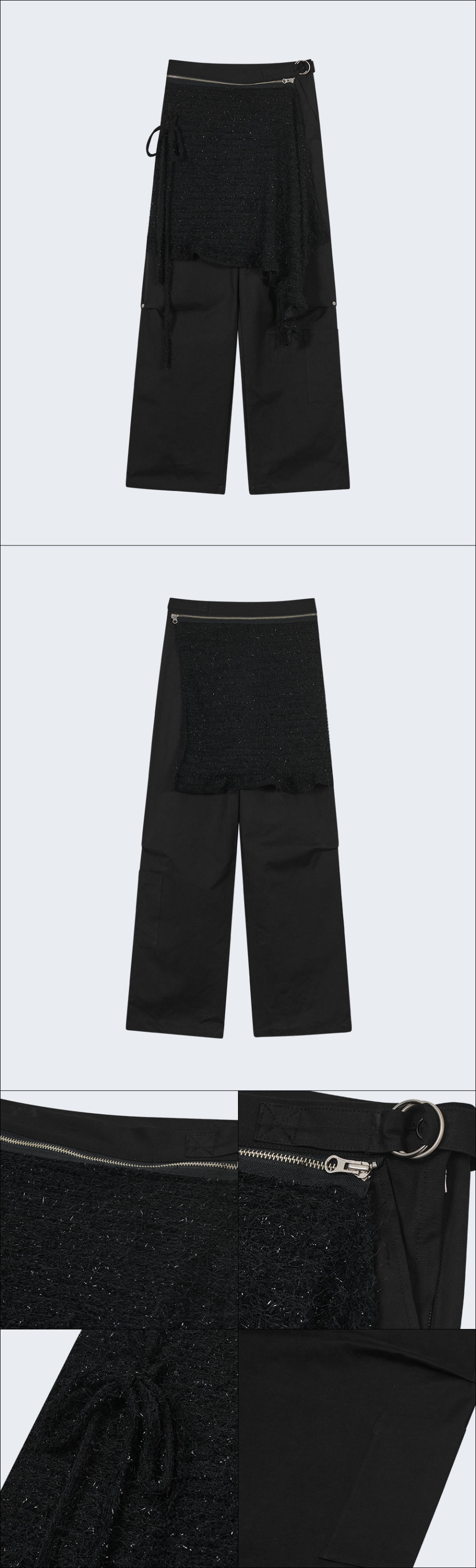 타입서비스(TYPESERVICE) Two Way Layered Pants [Black] - 사이즈
