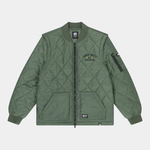 Стеганая куртка со съемными деталями и надписью (Green)