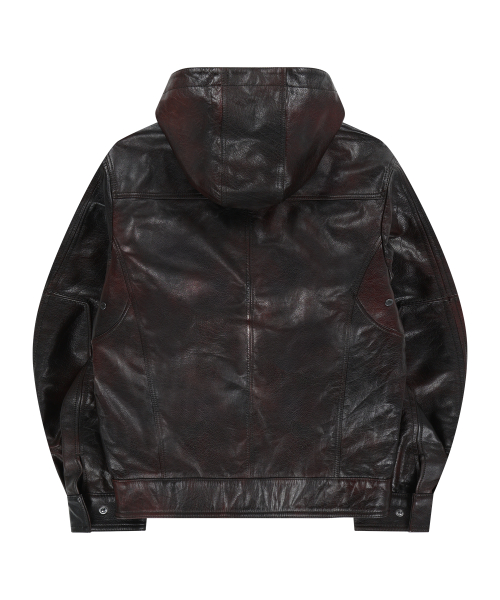 BUFFALO кожаный HOODED JACKET (RED BROWN)