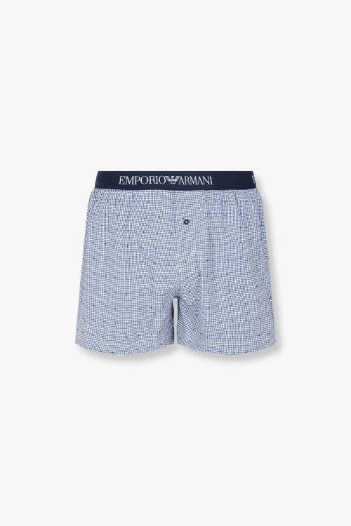 Мужские трусы-боксеры с логотипом EMPORIO ARMANI UNDERWEAR Blue 0814312074
