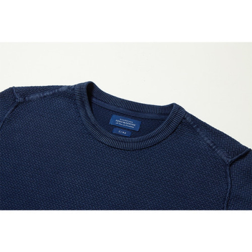 Круглый хлопковый джемпер вафельной вязки [NAVY]