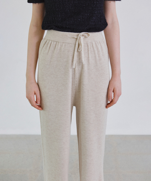 Merinowool knit banding wide pants_BEIGE