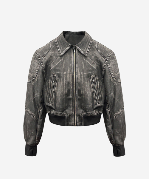 Leather Pauldron Biker Cropped Jacket