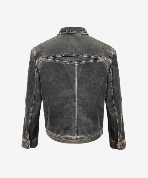 Dyed Curved Line Denim Trucker Jacket