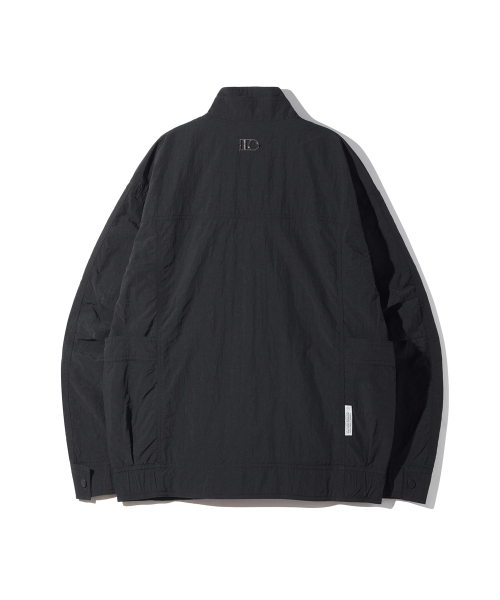 Double-Layered Collar Nylon Jacket (CARBON BLACK)