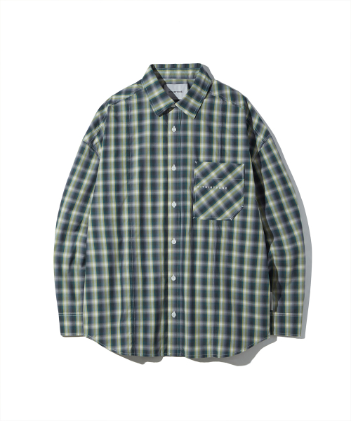 Embroidered Ombre Check Shirt (TEAL GREEN)