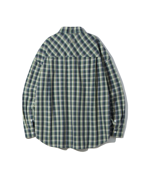 Embroidered Ombre Check Shirt (TEAL GREEN)