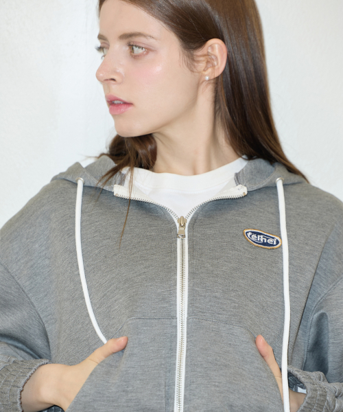 WAPPEN CROP HOOD ZIPUP серый