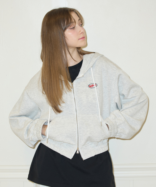 WAPPEN CROP HOOD ZIPUP L/GREY