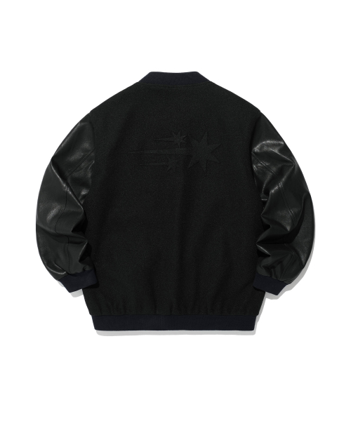 EMBOSSED LOGO WOOL LEATHER VARSITY JACKET_BLACK(NG2EFUB930A)